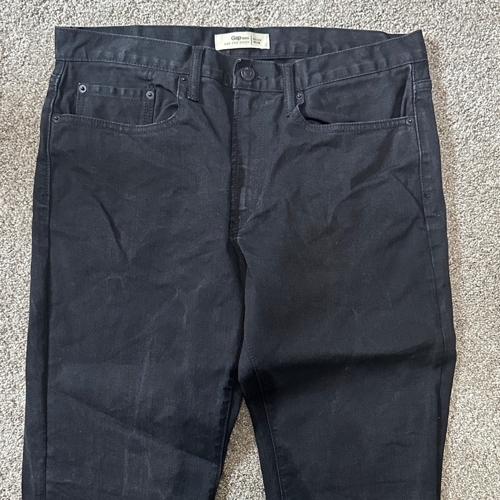 GAP Men's Slim Selvedge Black Jeans
